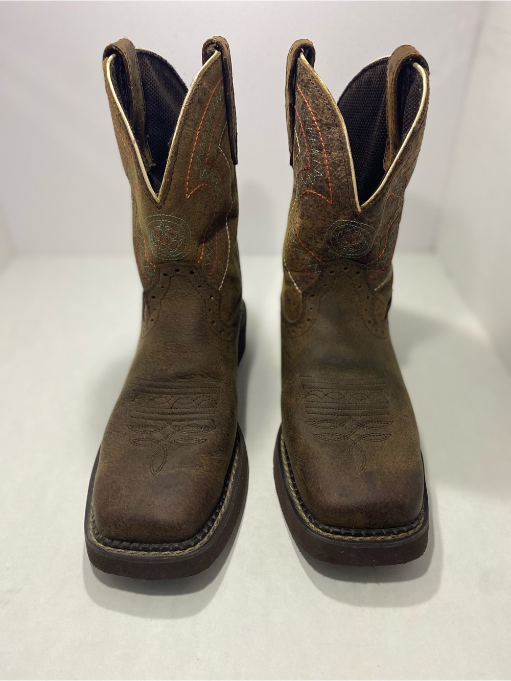 Justin Boots Brown Leather Cowboy Work Boots